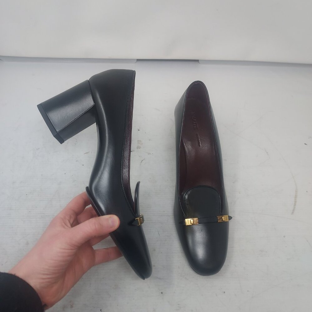 Khaite Elio Black Leather Block Heel Pump